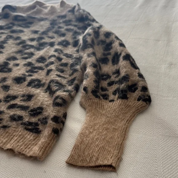 Mustard Seed Tan and Black Leopard Turtleneck Sweater - Picture 5 of 5